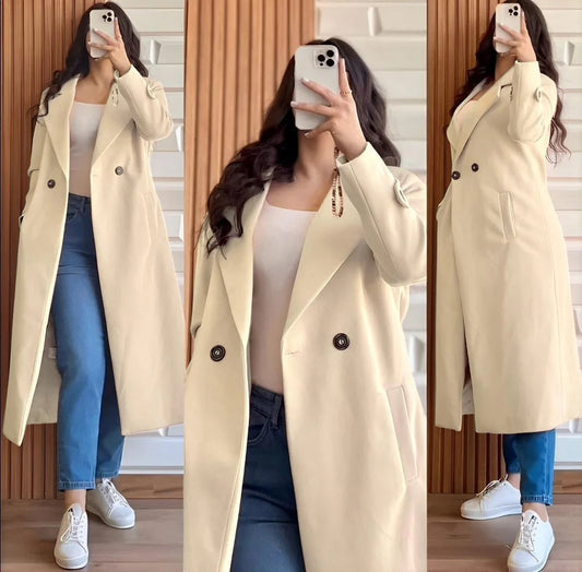 Fleece Plain Coat For Women