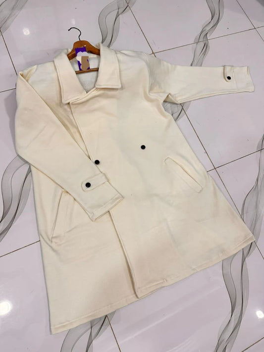 Fleece Plain Coat For Women