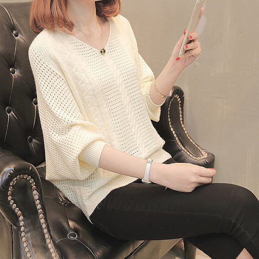 Loose pullover woolen top for women