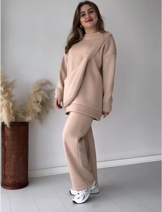 Fleece plain tracksuit for women