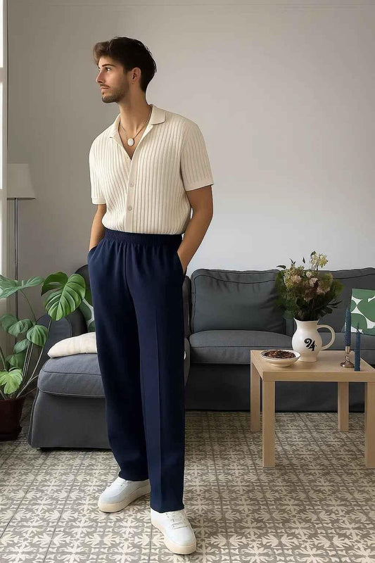 Royal blue stitched trouser for women