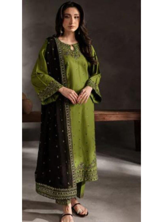 3 Pc embroidered suit for women stitched