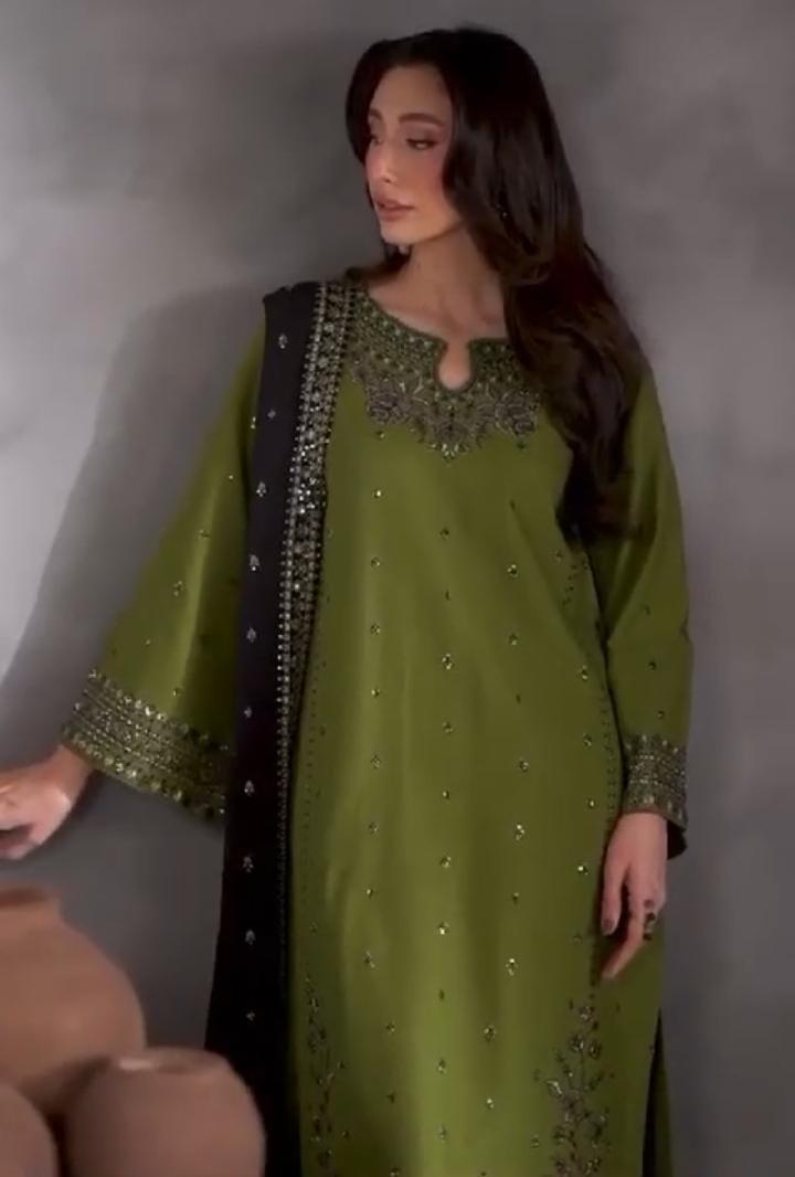 3 Pc embroidered suit for women stitched