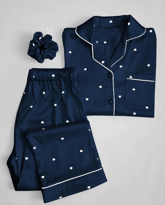 2 pc printed silk night suit for women