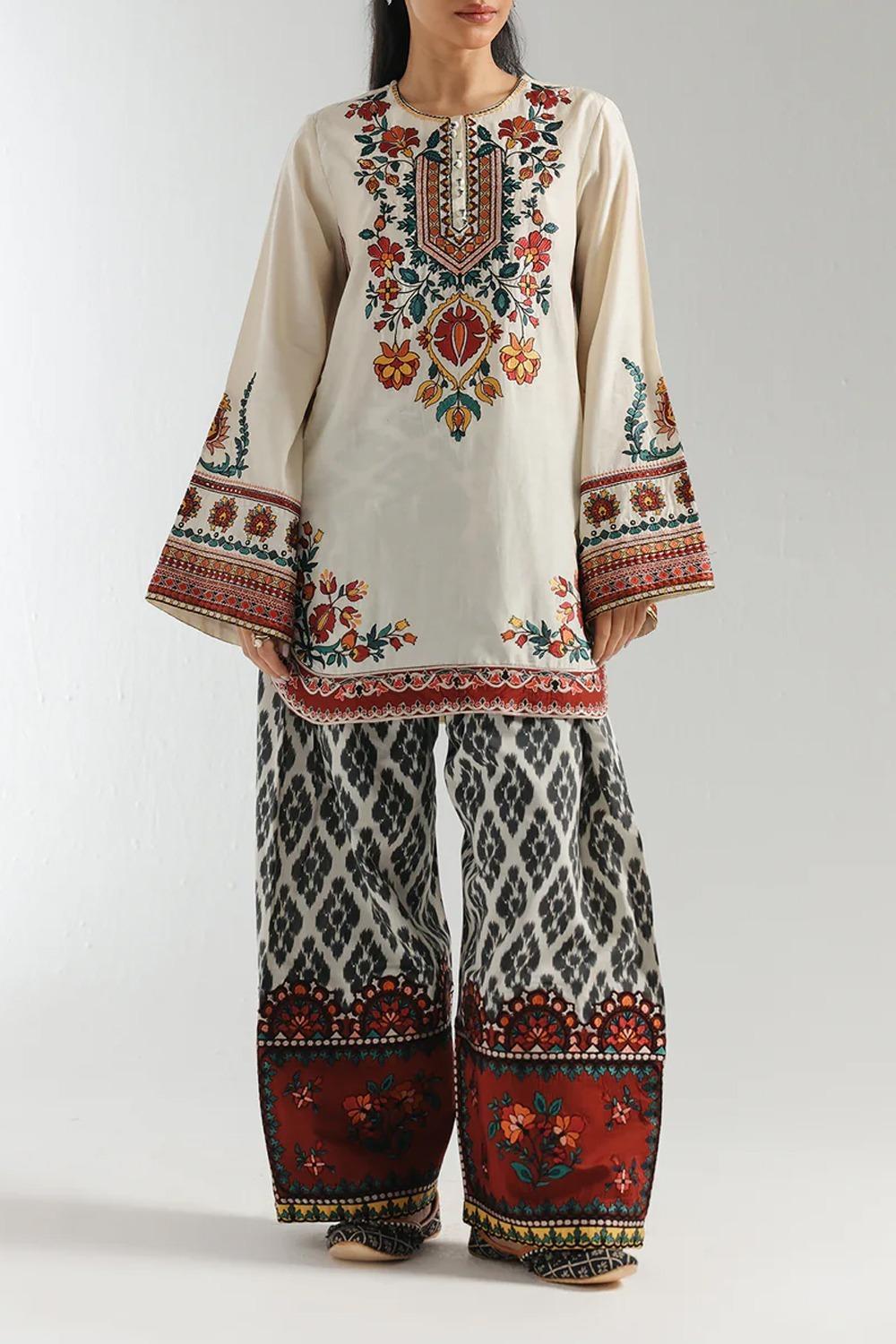 2 pc embroidered suit for women