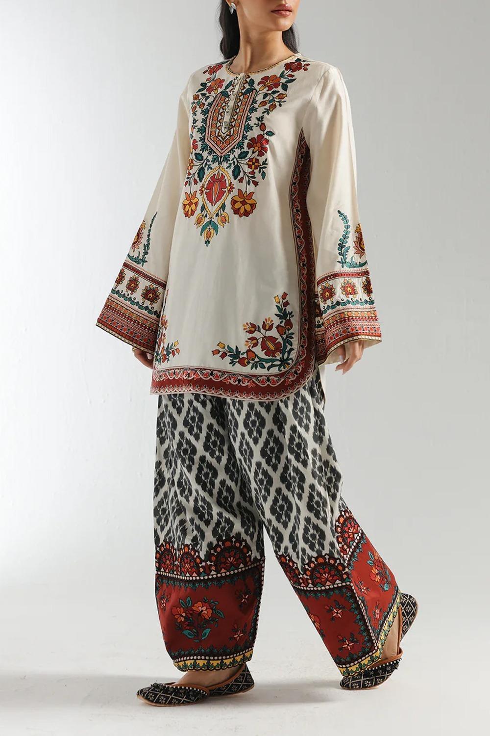 2 pc embroidered suit for women
