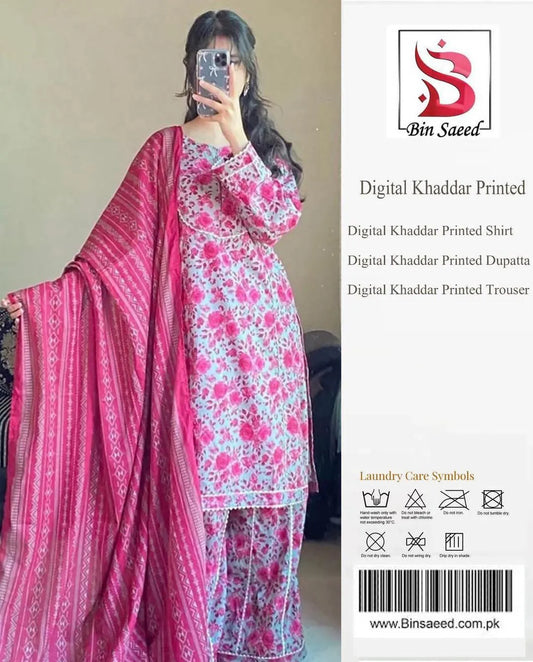 3 Pc Unstitched Printed Suit for women