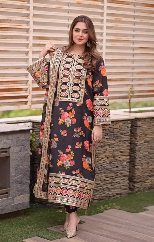 3 Pc unstitched suit for women