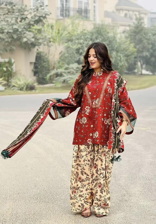 3 Pc Unstitched Printed Suit
