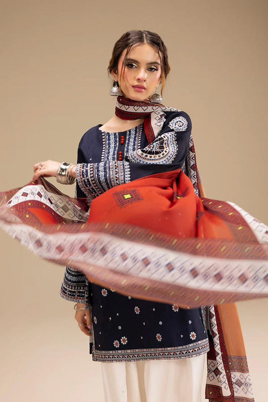 3 Pc Women's Unstitched Embroidered Suit