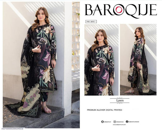 3 Pc Unstitched Women's Digital Print Suit