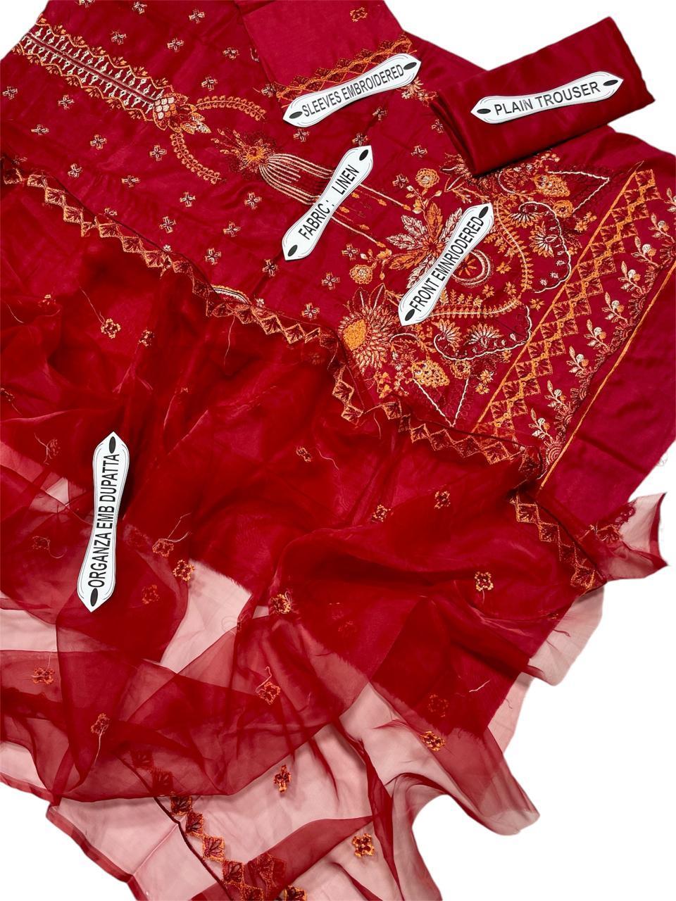 3 Pc Unstitched Embroidered Suit