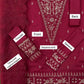 Chic Red Embroidered Suit Set with Organza Duppata