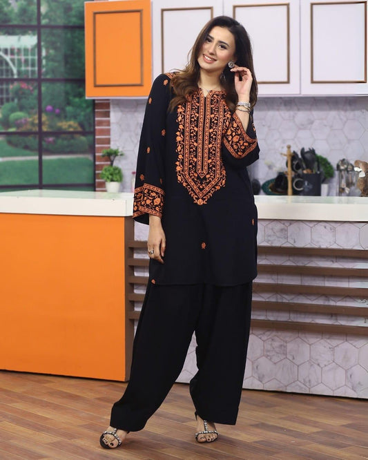 2 pc Stitched Embroidered Suit