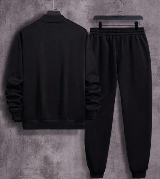 2 pc fleece zipper track suit for men