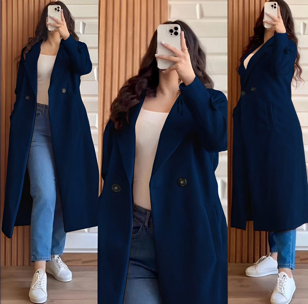 Fleece Plain Coat For Women