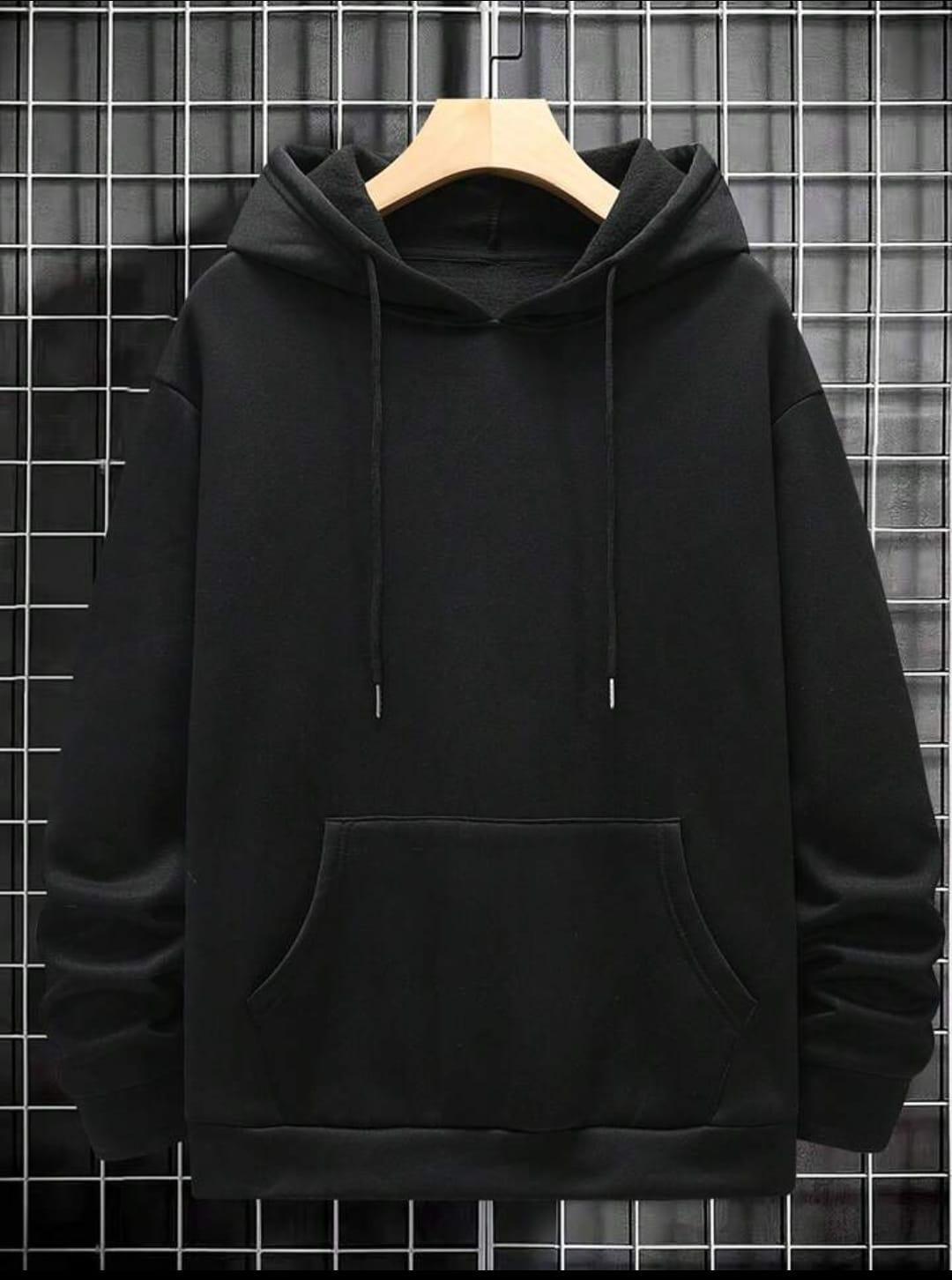 Fleece plain hoodie for men