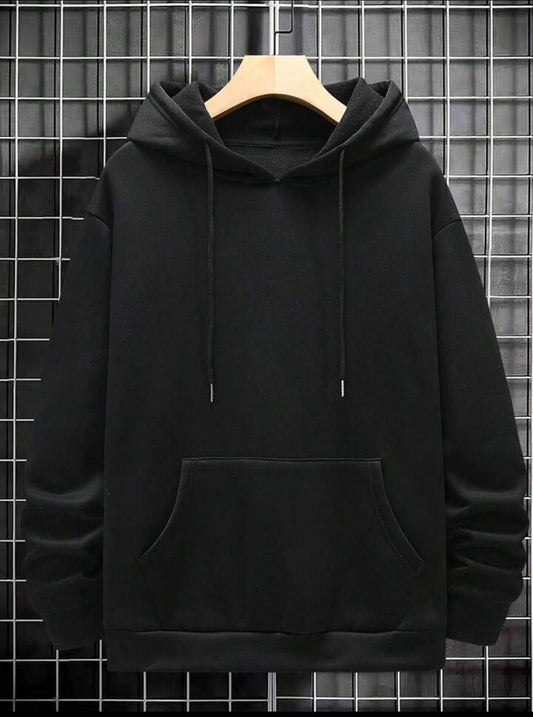 Fleece plain hoodie for men