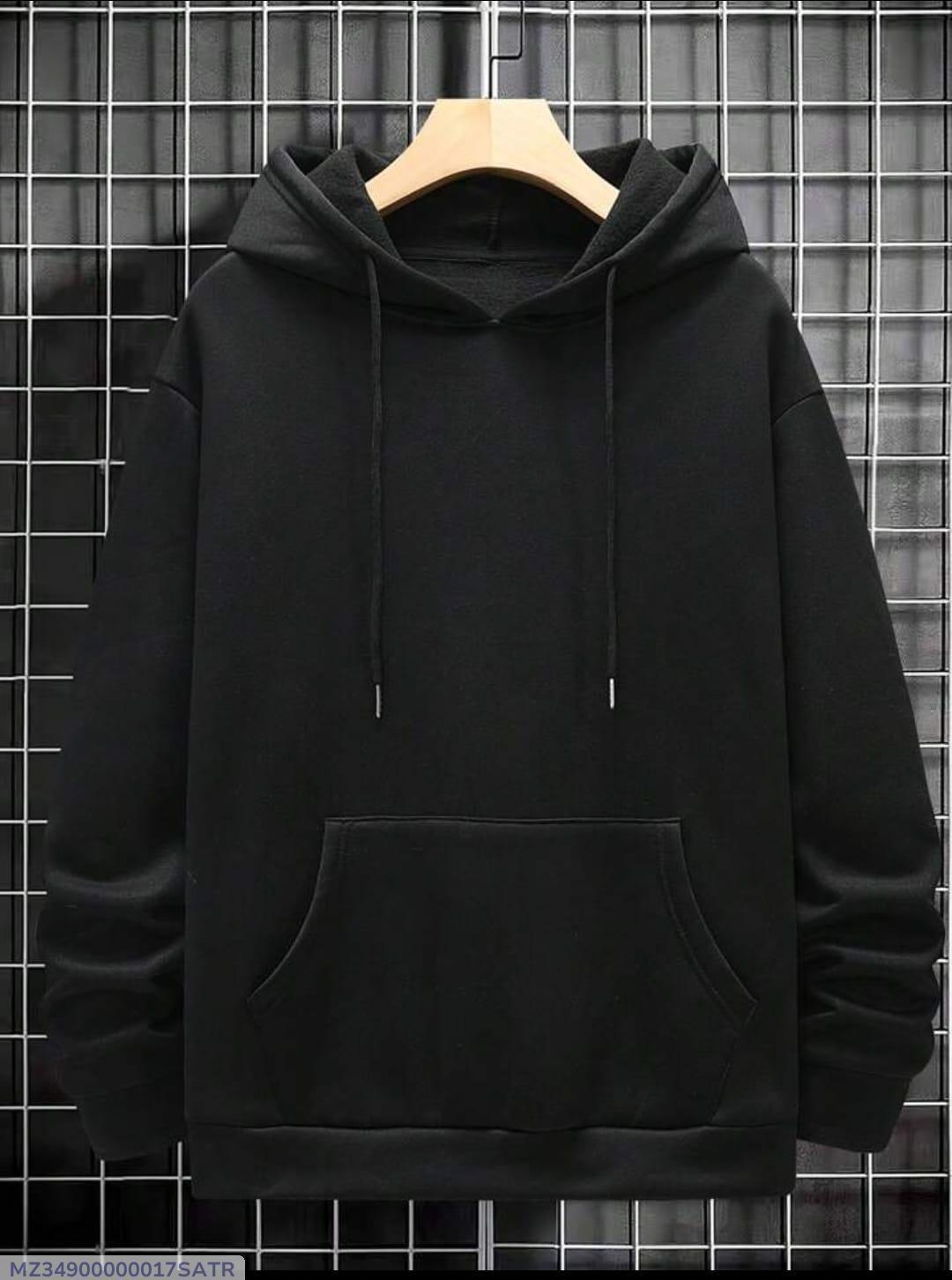 Fleece plain hoodie for men