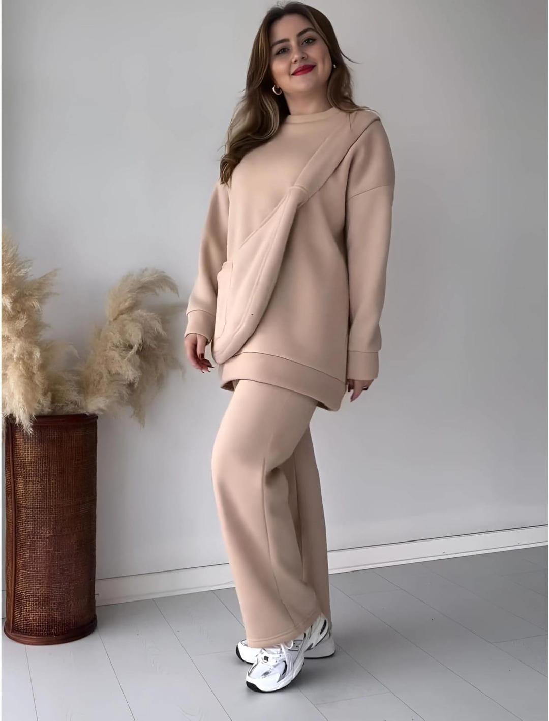 Fleece plain tracksuit for women