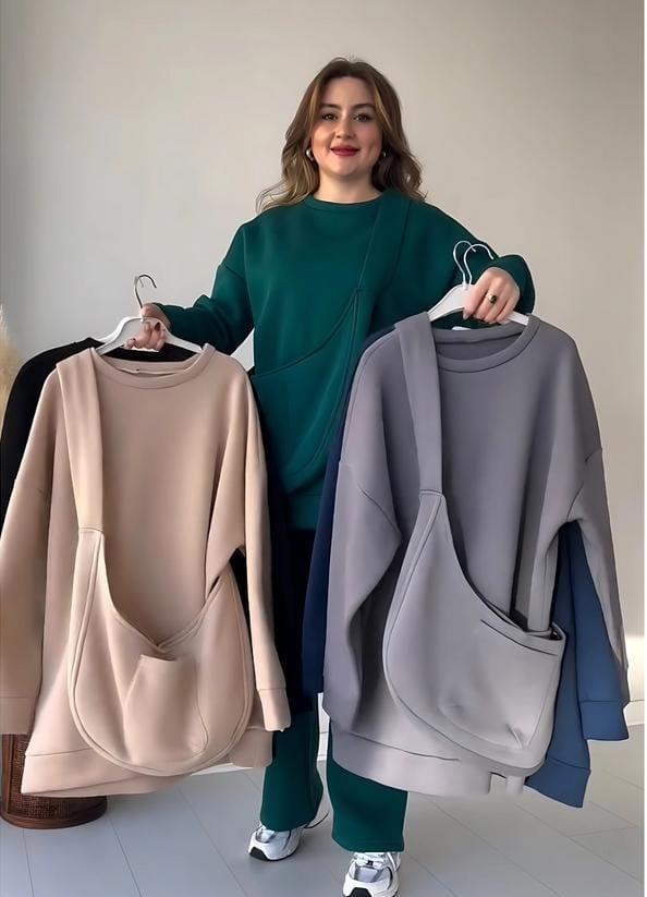 Fleece plain tracksuit for women