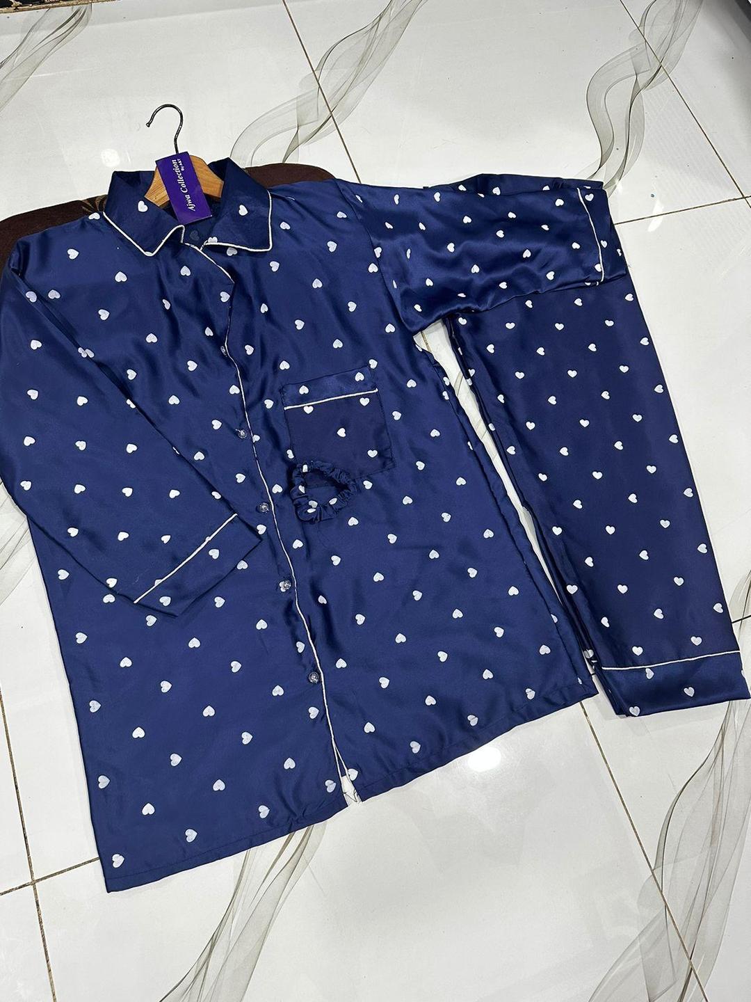 2 pc printed silk night suit for women