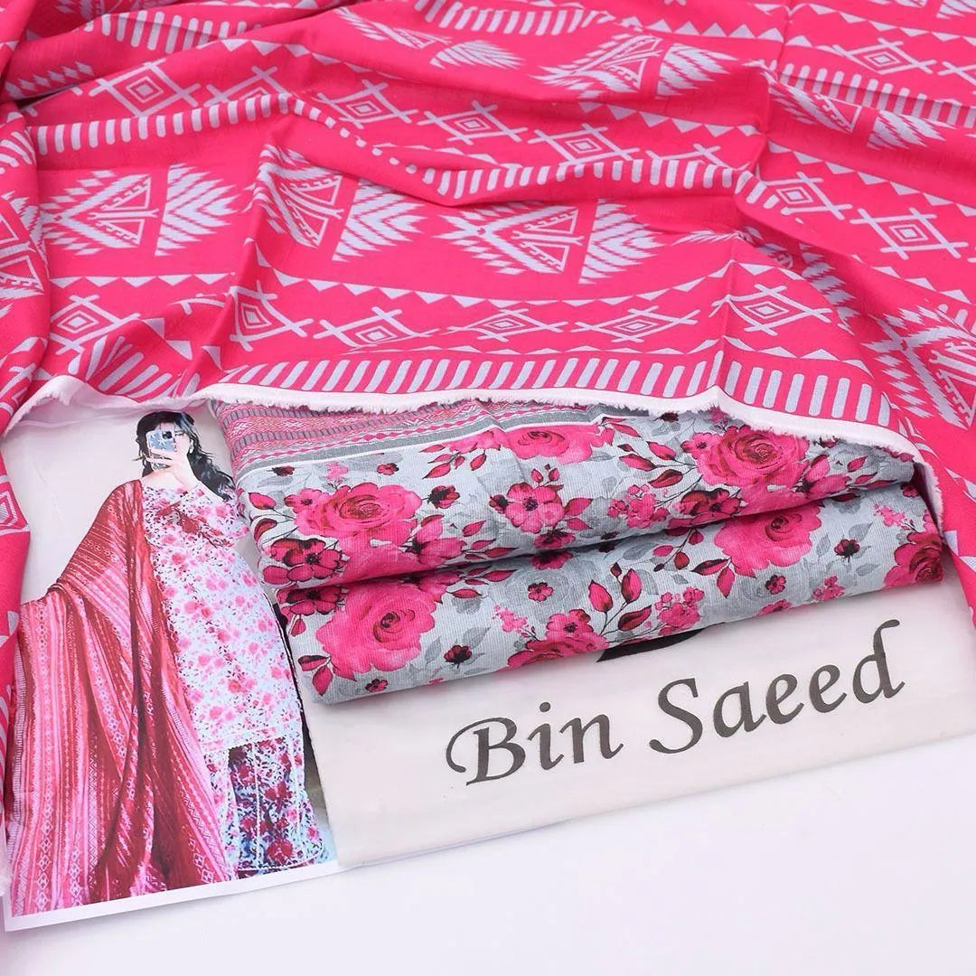 3 Pc Unstitched Printed Suit for women