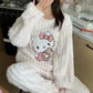 Hello kitty cute fleece pajama set for winter