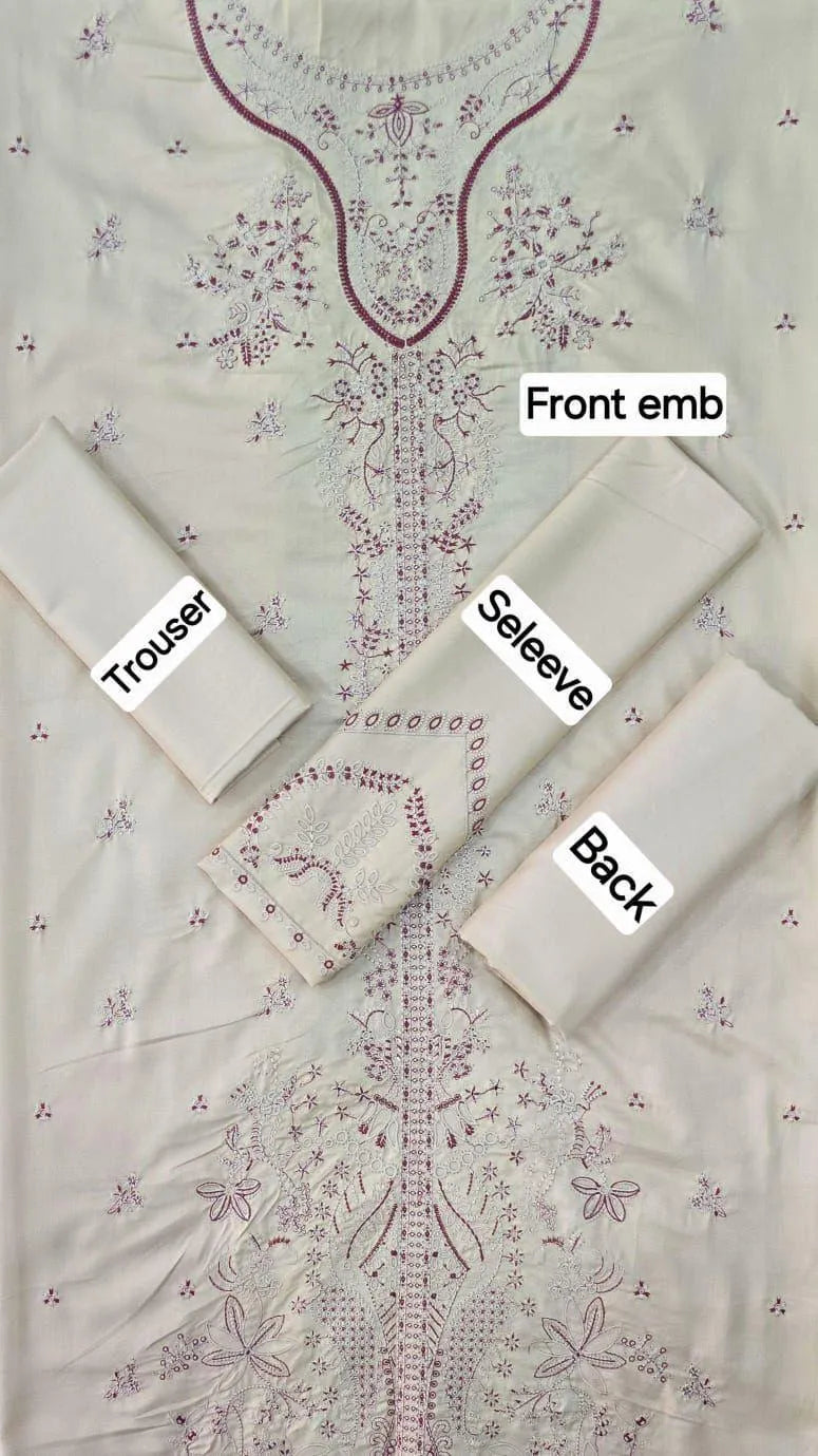 3 Pc Unstitched Embroidered Suit