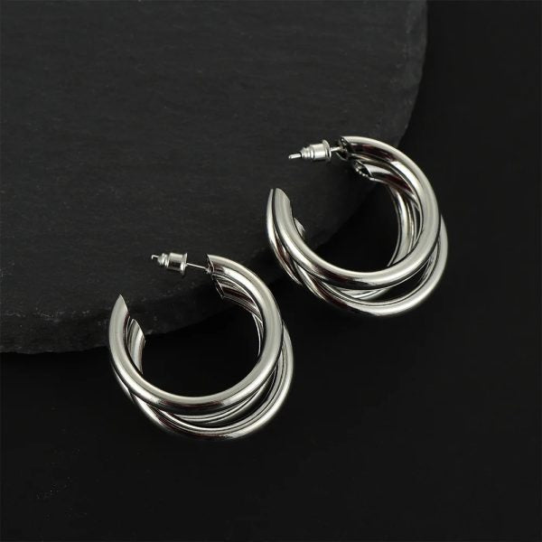 Punk oval hoop earrings for girls