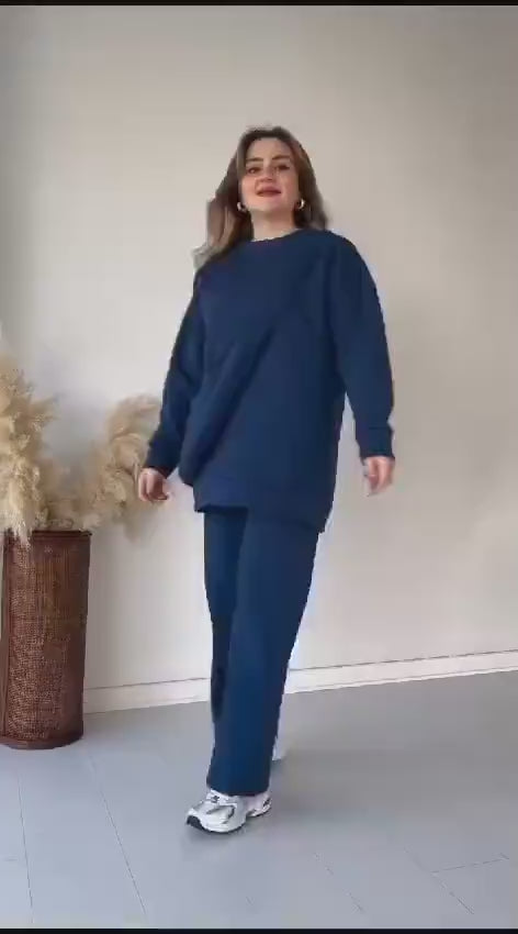 Fleece plain tracksuit for women